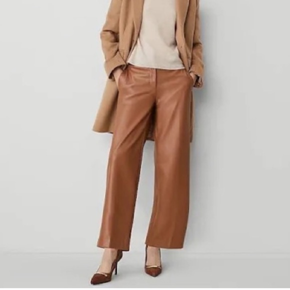 Rachel Zoe Pants - Rachel Zoe Tan Wide-Leg Faux Leather Pants Size 2